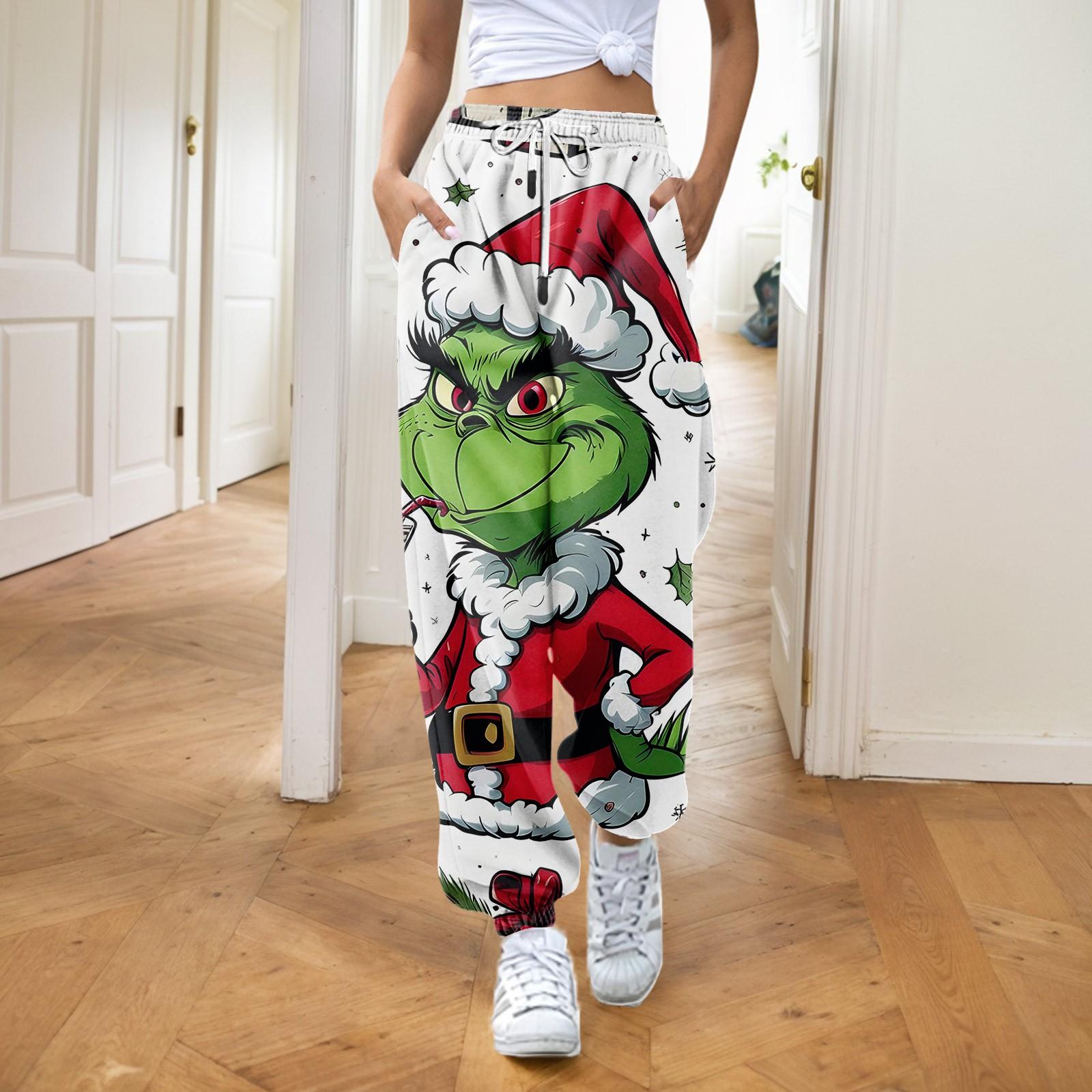 

Женские модные рождественские свободные однотонные повседневные спортивные брюки с завязками на талии S