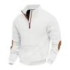 Fashionable Men's Casual Sweatshirt with Jacquard Small Check Embroidered Patchwork Stand Collar Loose-Fit Top