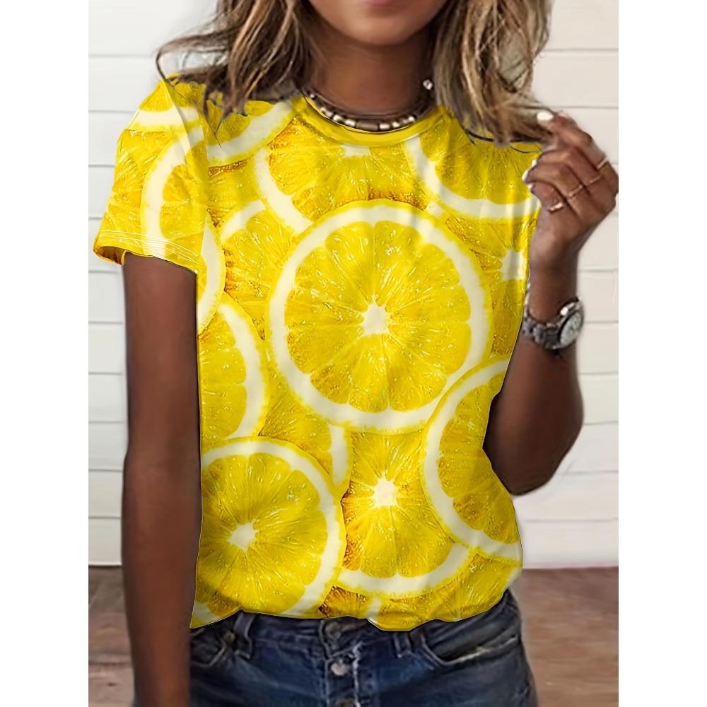 T-shirt a maniche corte con stampa di lettere, girocollo - Donna, casual, estiva, primaverile, vestibilità rilassata