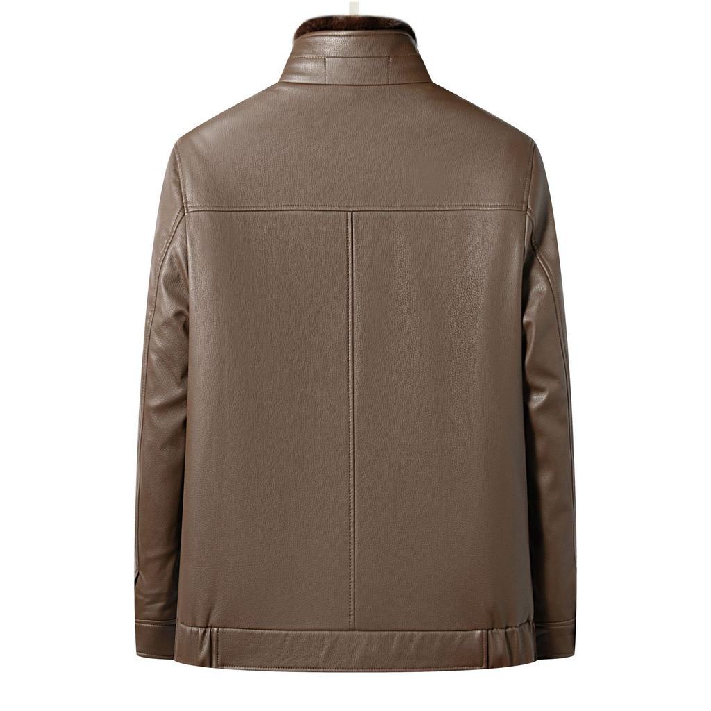 Echtlederjacke für Männer mittleren und höheren Alters mit Samt und verdicktem herausnehmbarem Innenfutter und Pelz All-in-One Papa-Outfit Nikon