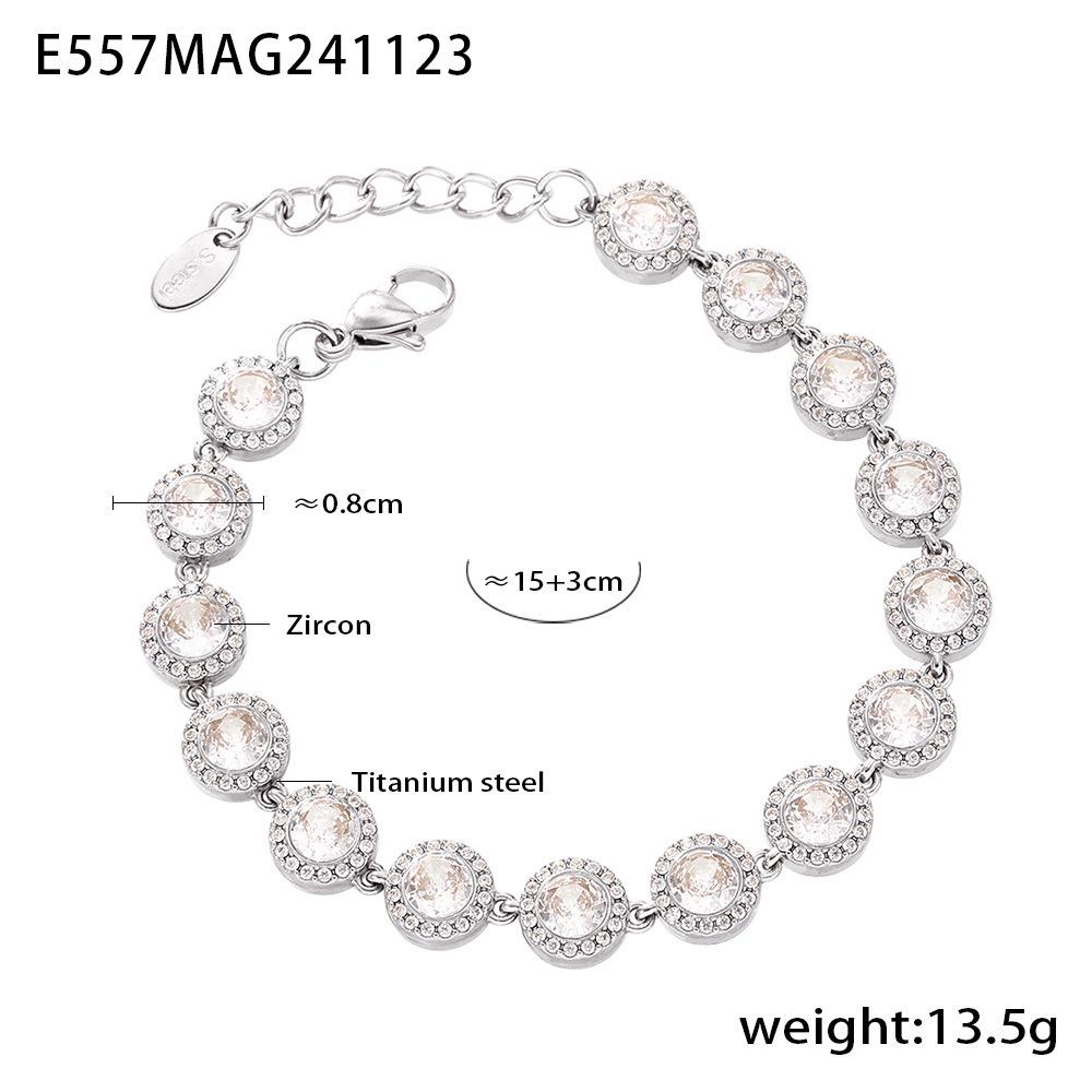 Qiong Yao Heart Zirconia Patchwork Bracelet & Necklace Set - Luxurious Women s Colored Titanium Steel Jewelry.