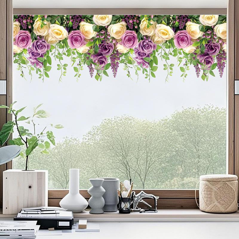 Rose Vine, Static Window Sticker, Bedroom Window Decoration, Bathroom, Shower Room, Glass Decoration Sticker