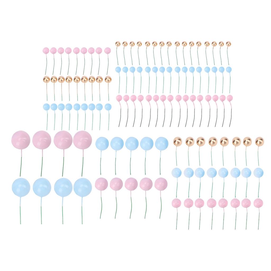 120 STÜCKE Kugel Kuchen Topper Stäbe Blau Roségold 1,5cm 2cm 2,5cm 3cm 4cm Schaumstoffkugeln Kuchen Dekorationen für Geburtstagstorte