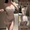 Erotic Underwear, sexy strappy nightdress, Hot and slightly dotted thin see-through seductive uniform, no-take pajamas 8645