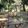 Outdoor Lightweight Aluminum Alloy Storage Rack, 2-layer Camping Table Stand, Picnic and Barbecue Tableware Storage Rack