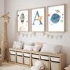 Rocket Astronaut Planet Outer Space Baby Name Custom Wall Art Canvas Painting Nordic Cartoon Prints Posters for Kids Room Decor