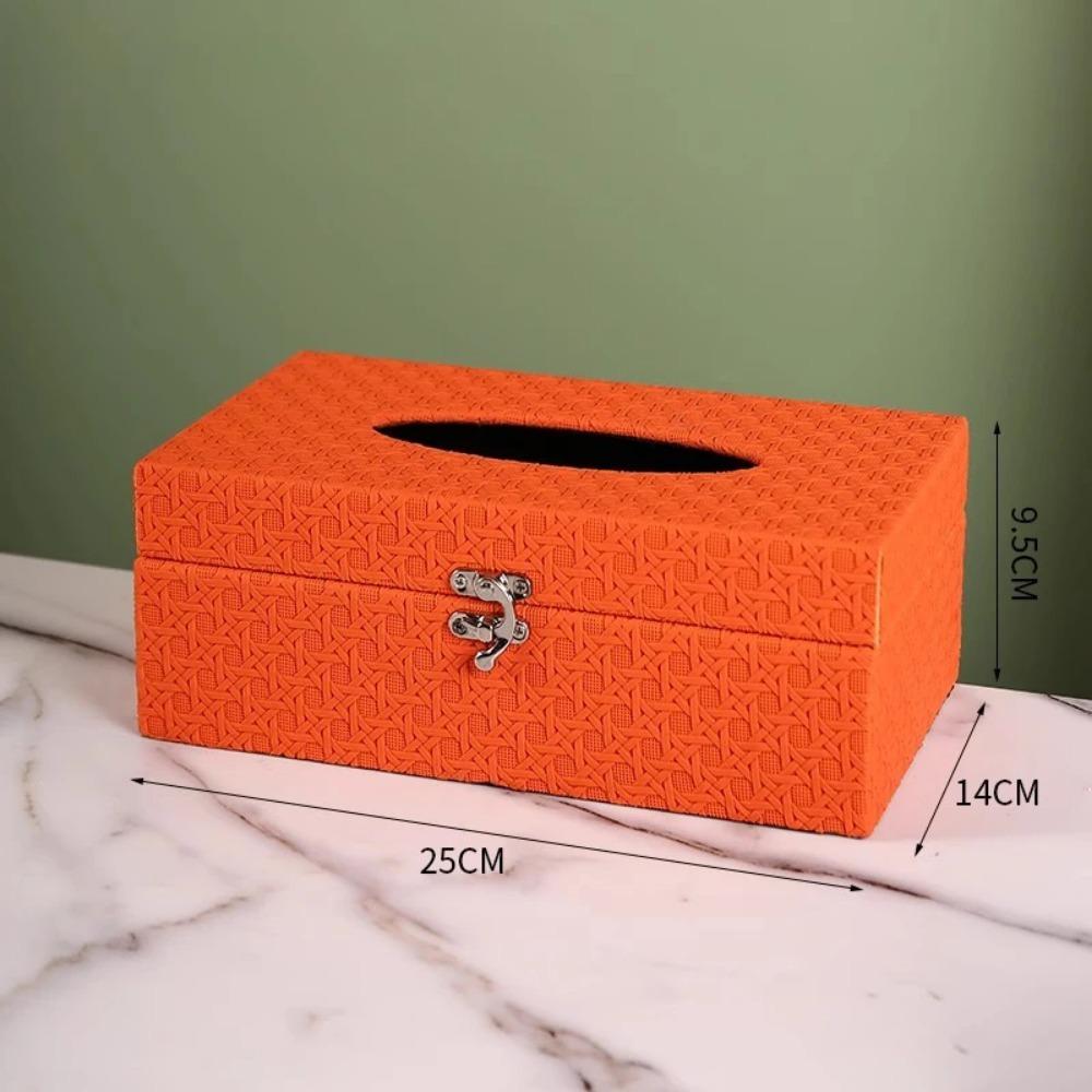 Retro Woven Texture Leather Tissue Boxluxuryhigh-end Home Living Room Office ItemWooden Paper Boxel Commercial Tissue Box
