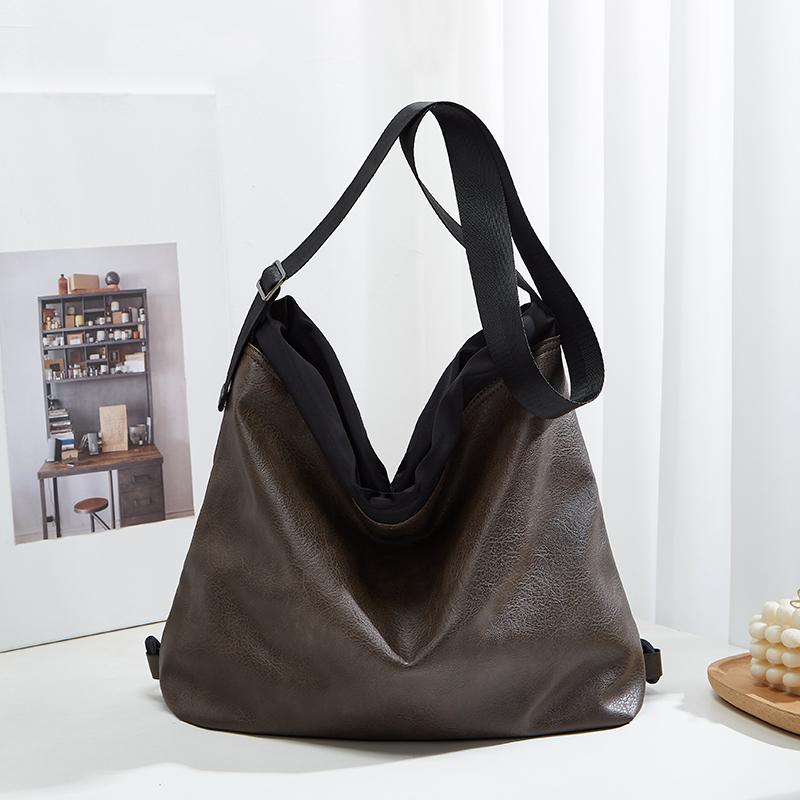 PU Leather Shoulder Bag Simple Retro Large Capacity