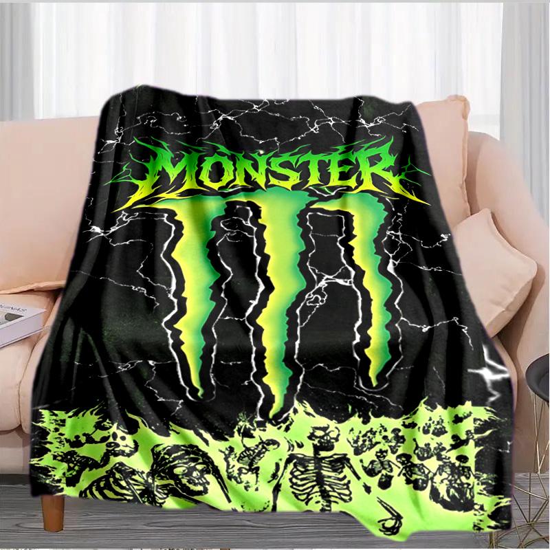 Výkonná energetická nápojová logo deka Vhodná na pohovky, postele, kancelárie a kempovanie - Perfektný darček na Halloween Vianoce
