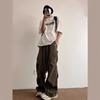 American High Street Tooling Paratrooper Pants Men's Summer New Trendy Brand Wide-leg Loose Retro Straight Casual Pants
