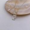 14K Gold Plated Jesus Fish Cross Necklace Stainless Steel Ichthys Necklace For Women Christian Faith Jewelry