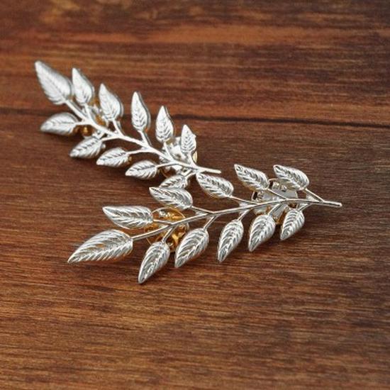 Retro Gold Metal Wheat Ears Brooch Lapel Pin for Men and Women