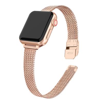 Matel Strap for Apple Watch Band 7 41mm 45mm 49mm Slim Milanese Loop Band for Women Strap for Iwatch 8 7 6 5 Se 4 3 2 Bracelet 38mm 40mm