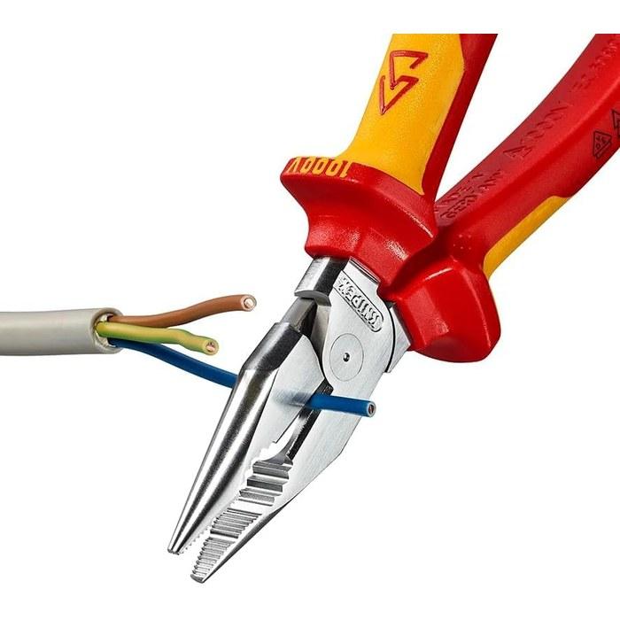KNIPEX Needle Nose Pliers, Insulated Comfort Grip Handle, 185mm, 0826-185SB, Red