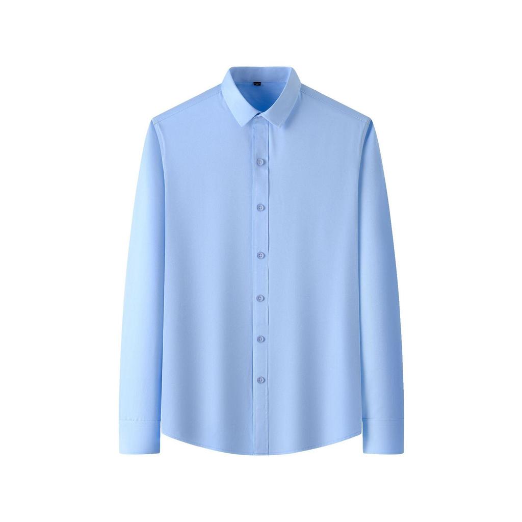 Men's Shirt Long Sleeve Fashion No Iron Business Casual Pure White