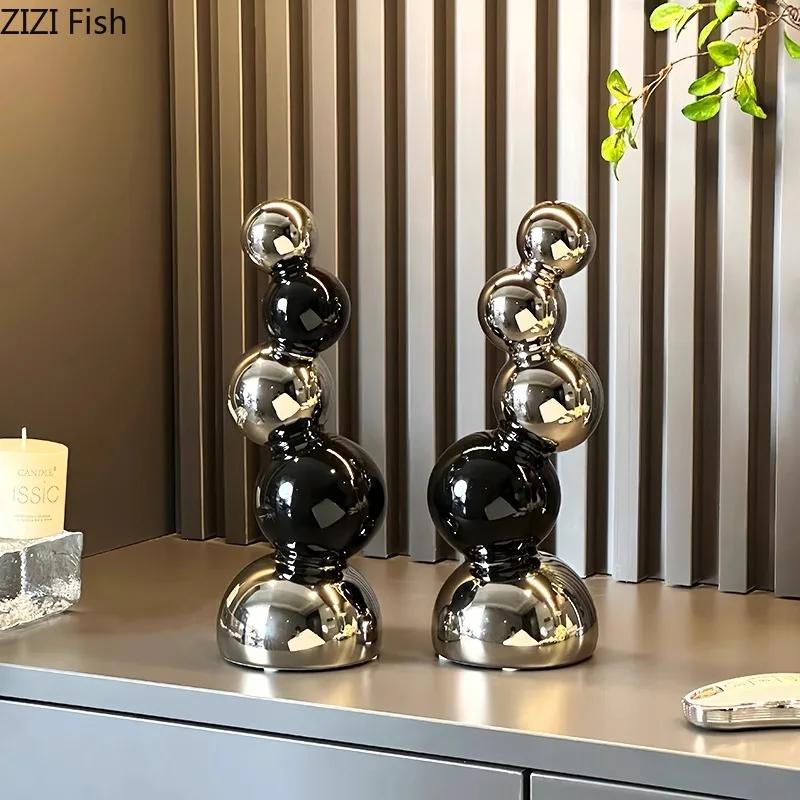 Kreatywne geometryczne rzeźby kuliste Ozdoby Dekoracja biurka Nowoczesne rękodzieło Abstrakcyjna ceramiczna statua Wystrój estetyczny pokoju