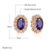 Classic Big Purple Natural Zircon English Earrings For Women  Rose Gold Color Crystal Flower Daily Vintage Jewelry