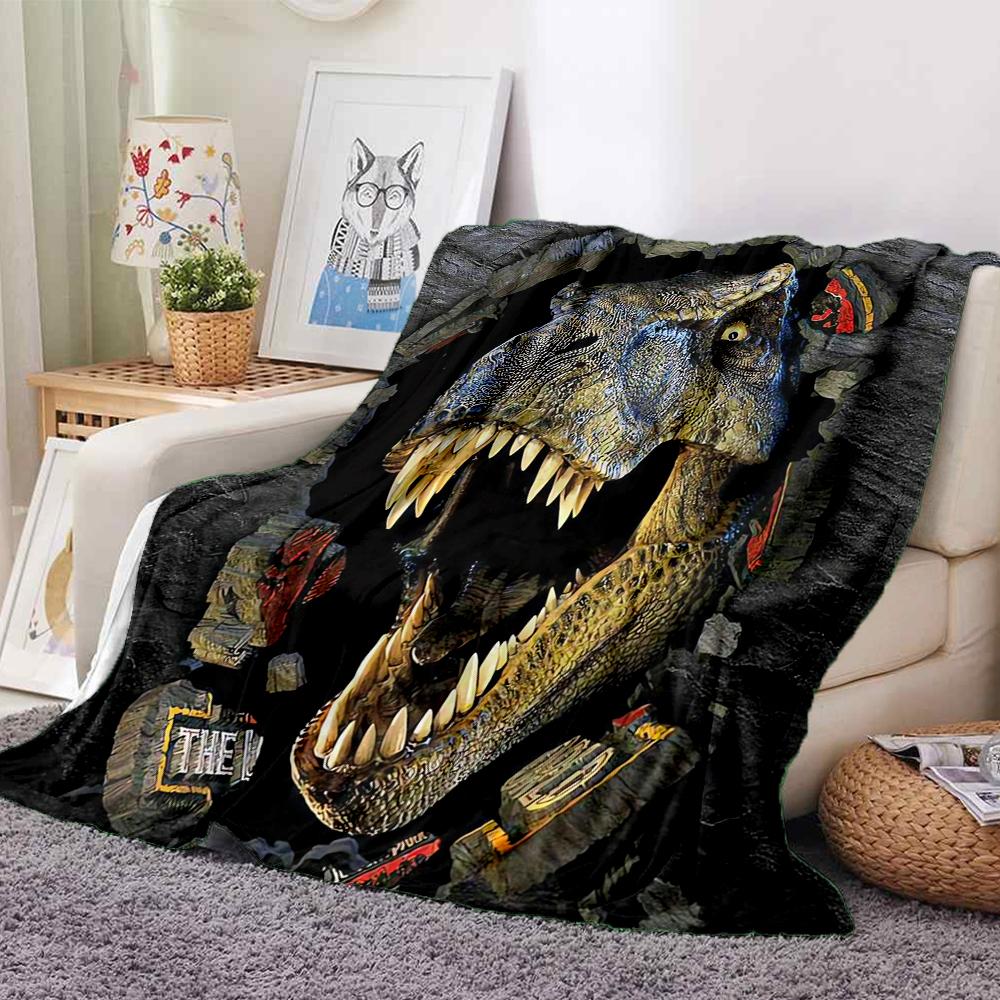 1Pc Dinosaur Breakthrough Artwork Blanket Soft And Comfortable Casual Warm Camping Travel Christmas Halloween Xmas Gift M9242