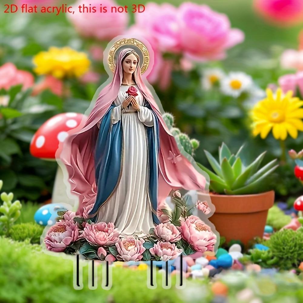 Traditional Style Virgin Mary, 2D Flat Acrylic, Patio Decoration, Suitable for Gardens, Lawns, Potted Plants, Christmas, Halloween