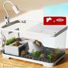 Turtle Tank Glass with Sunlight Backlight Desktop Landscaping Turtle Tank Terrariums Breeding Container Reptile Pet Product