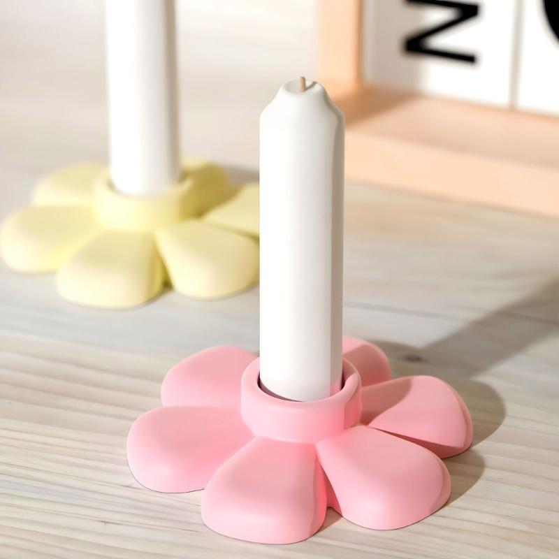 Eleganter floraler Kerzenhalter Silikonform Robuste Kerzenständerform für Hochzeitsdekorationen und Heim-Tischdeko-Design