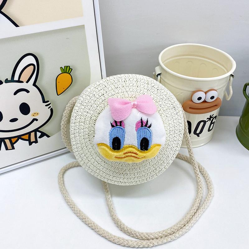 Cartoon Woven Shoulder Bag For Kids Ultra-light Breathable Design** Duck Beige