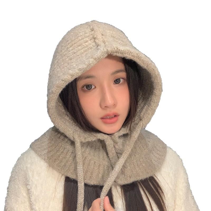 Korean Version of Versatile Balaclava Hat for Winter Windproof and Warm Scarf Integrated Hat for Outdoor Travel Ear Protection Head Hat