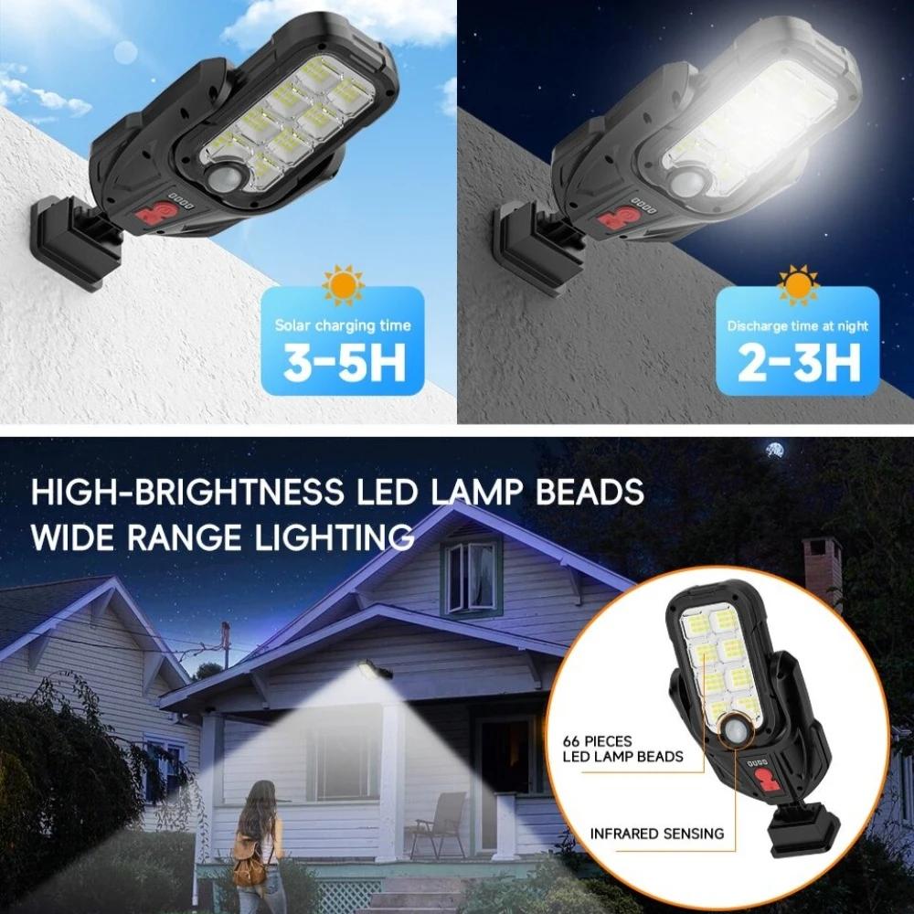 Mehrwinkelverstellbare Solarbetriebene Bewegungsmelder-Wandleuchte 3 Lichtmodi Duale Solare USB-Aufladung für Außen Terrasse Garten