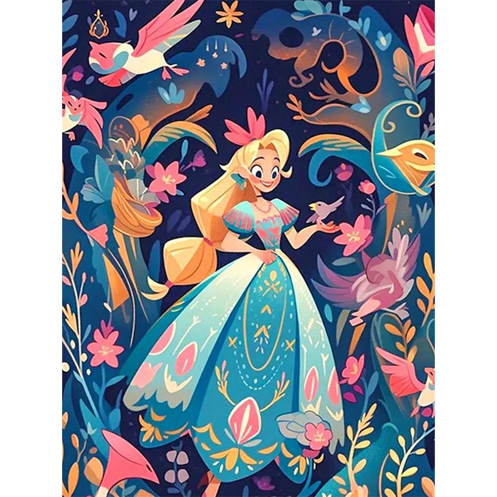 

Disney Diamond Painting Princess Style Forest Theme Illustration Cute DIY Rhinestone Mosaic Cross Stitch Kit Embroidery Gift, Home Decor Round 20x30cm
