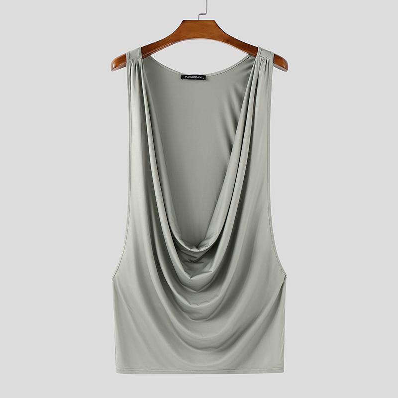 

INCERUN Сексуальные майки без рукавов с глубоким U-образным вырезом и полупрозрачным эффектом для дома и сна 2XL серый