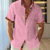 Camicia estiva da uomo Colletto rovesciato Maniche corte Monopetto Patchwork ampio Colore abbinato Stampato Morbido e traspirante Top per le vacanze in spiaggia
