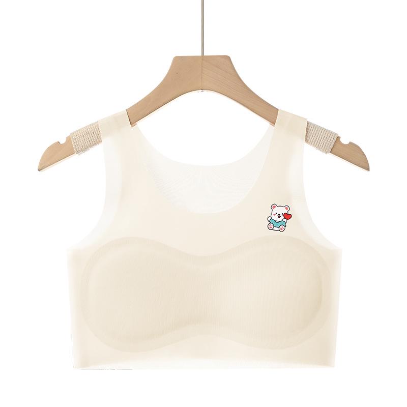 Girls' Seamless Underwear Set for Ages 7-12: Anti-Bulge Vest & Junior Bra