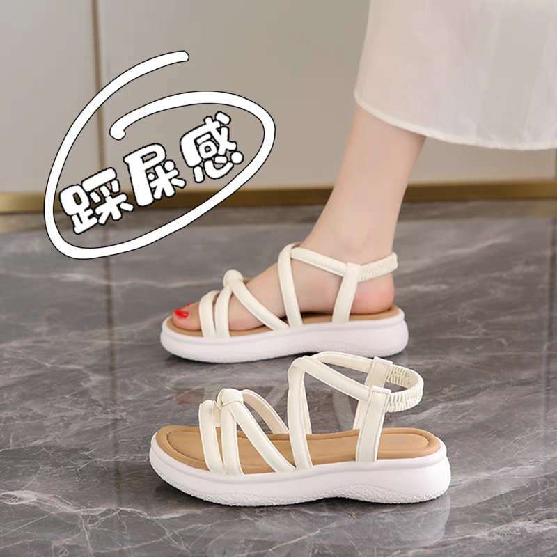Casual Sandals Women's 2025 New Summer Wear Thick Sole Not Tired Feet with Skirt Temperament Versatile Roman Beach Shoes