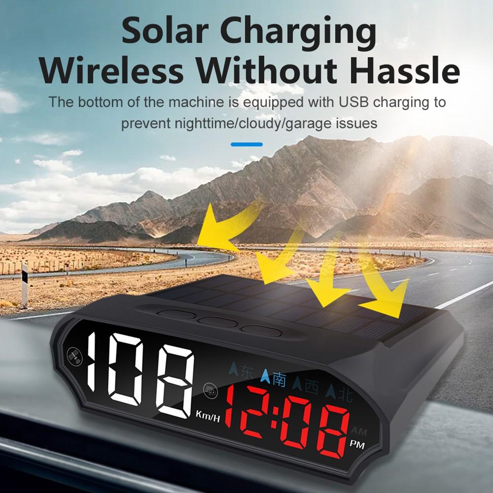 Solar Powered Charging Car HUD Head-Up Display LED Color Screen