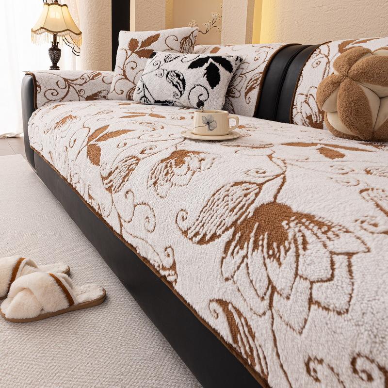 

Nordic Short Plush Sofa Cushion Cover Winter Warm Anti-Slip L-Shaped Sofa Cover Couch Towel Protector Home Housses De Canapés A 70x70cm 1pc