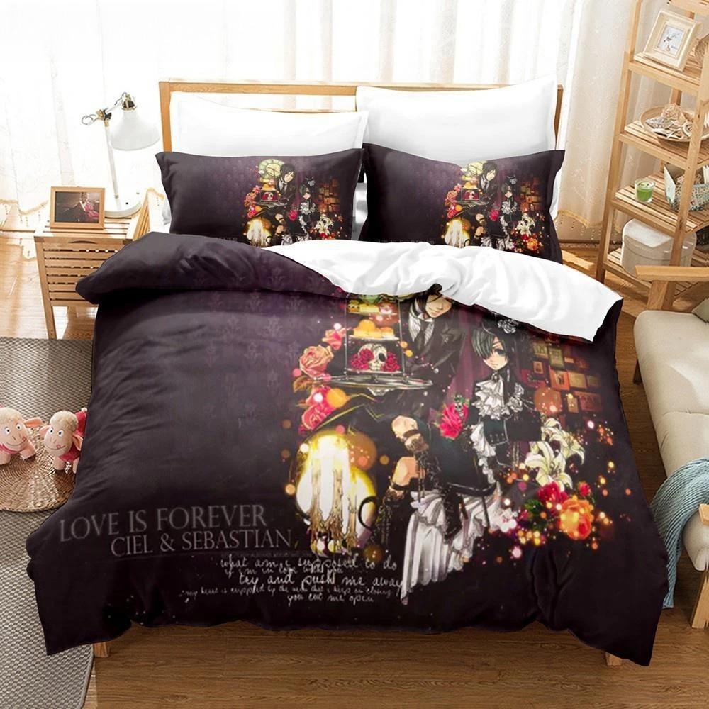 Nuevo Anime Black Butler Ropa de Cama Genial Sebastian Ciel Dakimakura Juego de Ropa de Cama Funda de Edredón para Adultos Individual Doble Cubierta de Cama de Microfibra