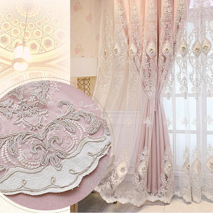 Európai stílusú függönyök sötétítő ruha fonal dombornyomott hímzés nappali hálószoba luxus függönyrúd