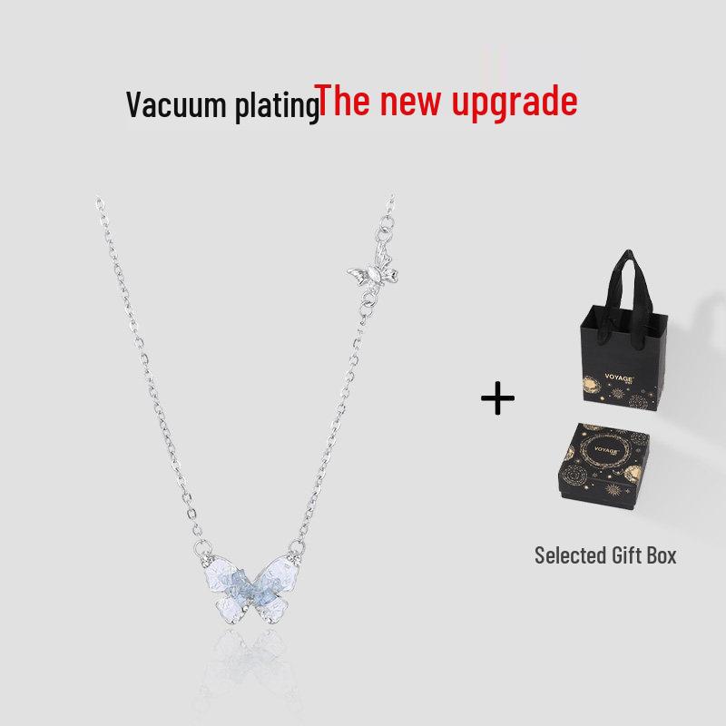 Blue Butterfly Ice Necklace: Sweet, Cool, Clear Clavicle Chain for Women - Light Luxury, High-End Summer Fashion Accessory