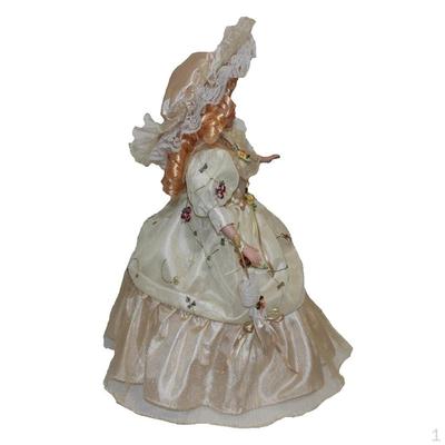 40cm Porcelain Female Doll Figurines Dress Hat Home Decor