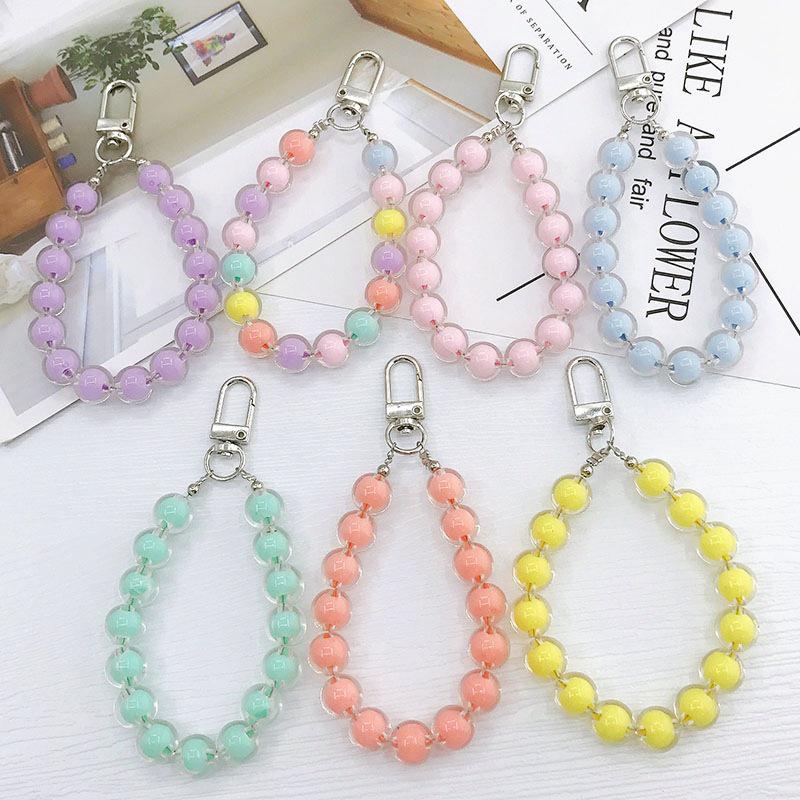 Yi Lian Candy Color Beaded Acrylic Pendant Keychain and Earphone Case Charm