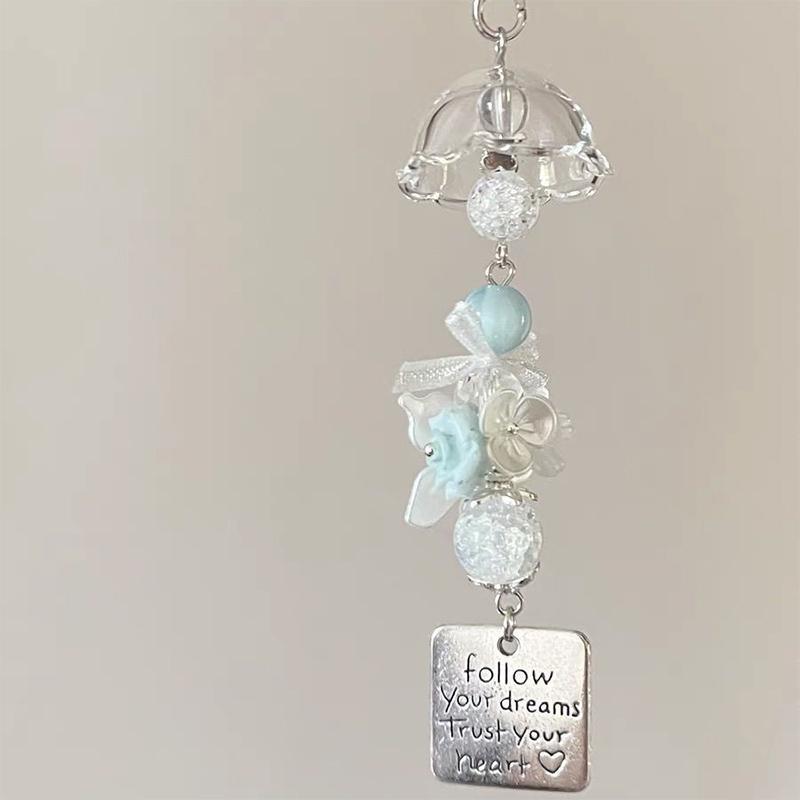 Transparent Keychain Cute Wind Chime Pendant Keyring Mobile Phone Lanyard Kawaii Bag Decorative Accessories Home Decorations