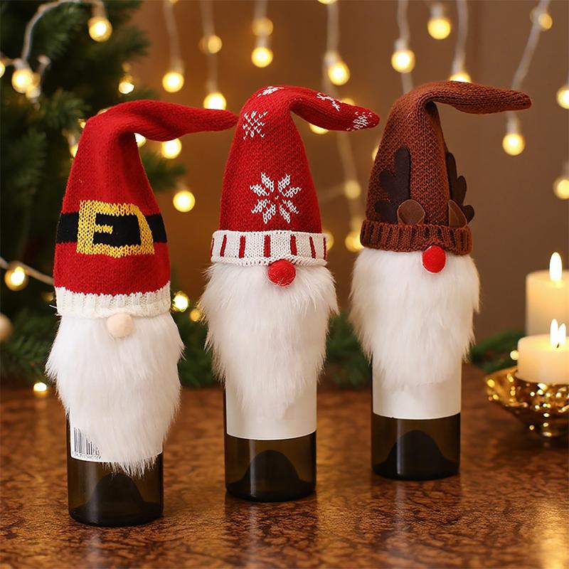 1PC Champagne Decoration Christmas Decorations Wine Bottle Bag Cute Santa Claus New Year Multiple Options Available