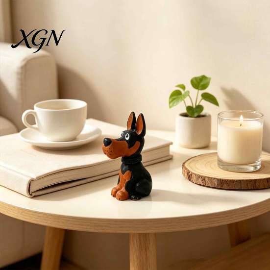 Creative Wooden Craft Doberman Ornament, Hand Carved Sculpture, Cute Handcrafted Dog Statue Figurine for Home Shelf And Entryway Basswood Decor