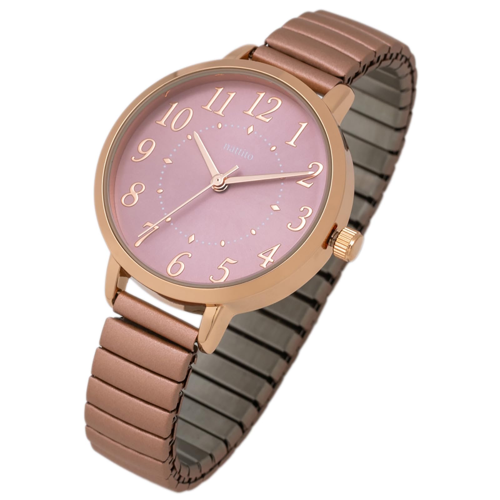 

[Fieldwork] Women s Watch Analog Bellows Metal Band Pink YM106-2