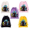 Villainous Drawstring Storage Bag Black Hat Anime Cartoon Pattern Print Children's Party Candy Gift Bag Portable Phone Bag