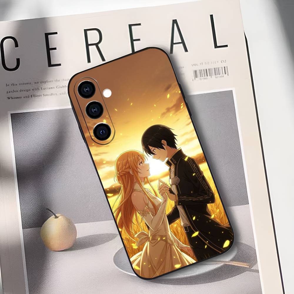 A-Asuna K-Kirito Phone Case For Samsung Galaxy A73,A72,A71,A70,A53,A52,A51,Soft Silicone Black Cover