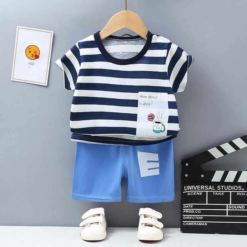 Korean Style Summer Cotton Outfit: Boys' Shorts and Girls' Short-Sleeve Set
