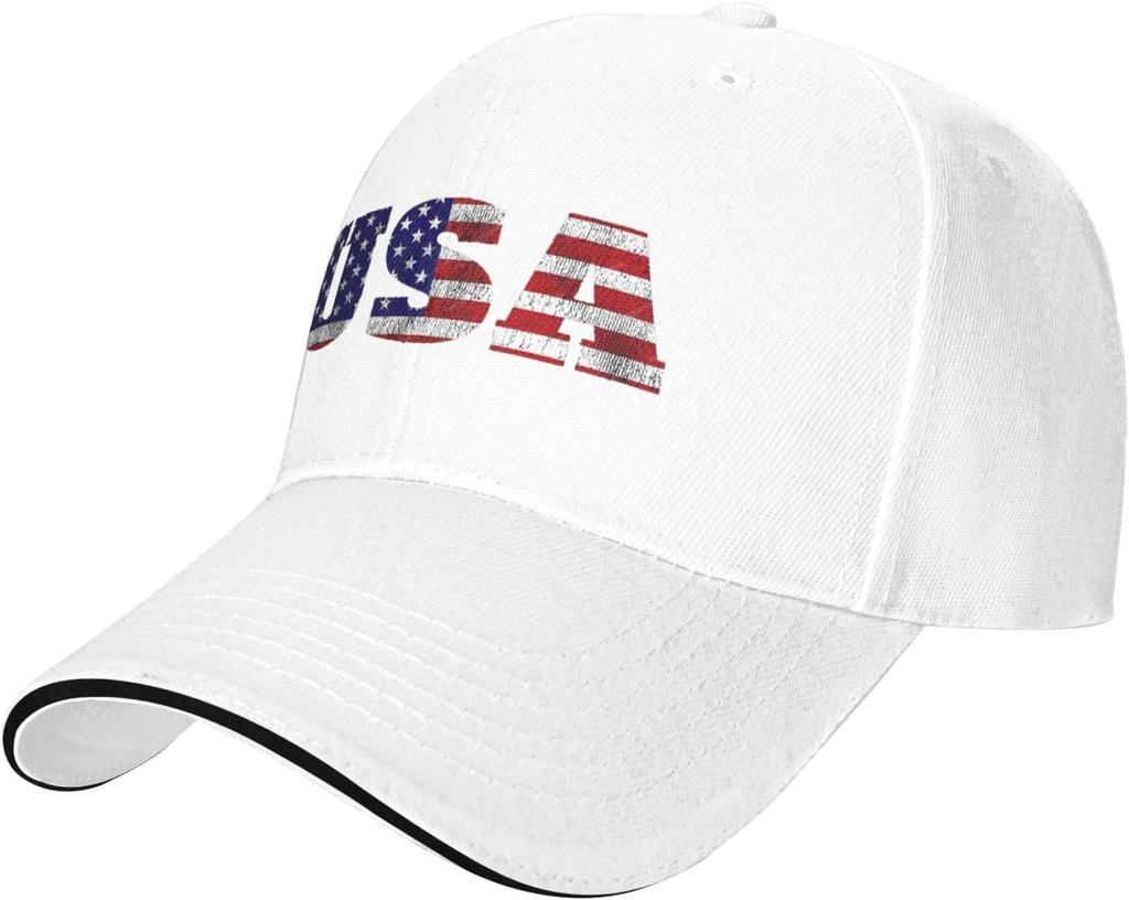 USA Flag Graphic Print Baseball Cap Polyester Adjustable Outdoor Sport Golf Hat for Men Women