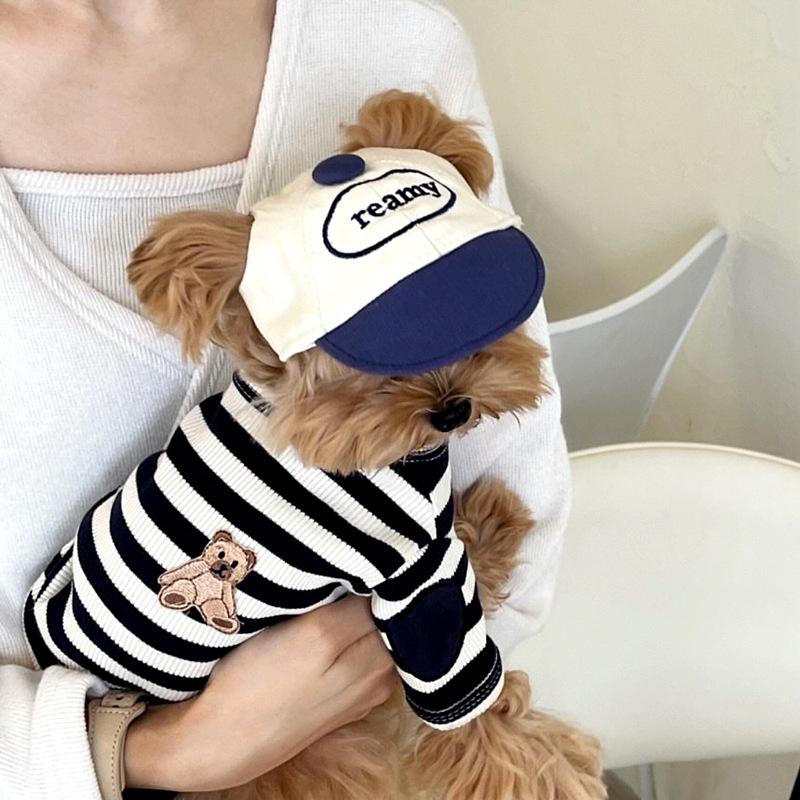 Pet Spring and Autumn Stripe Bottom Shirt Dog Thin Teddy T-shirt Yorkshire Small Puppy Cat Top Puppy Clothes for Small Dogs