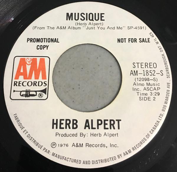 

7-дюймовая пластинка HERB ALPERT Promenade AM1852S AM Records 1976 Канада Джаз Б/у